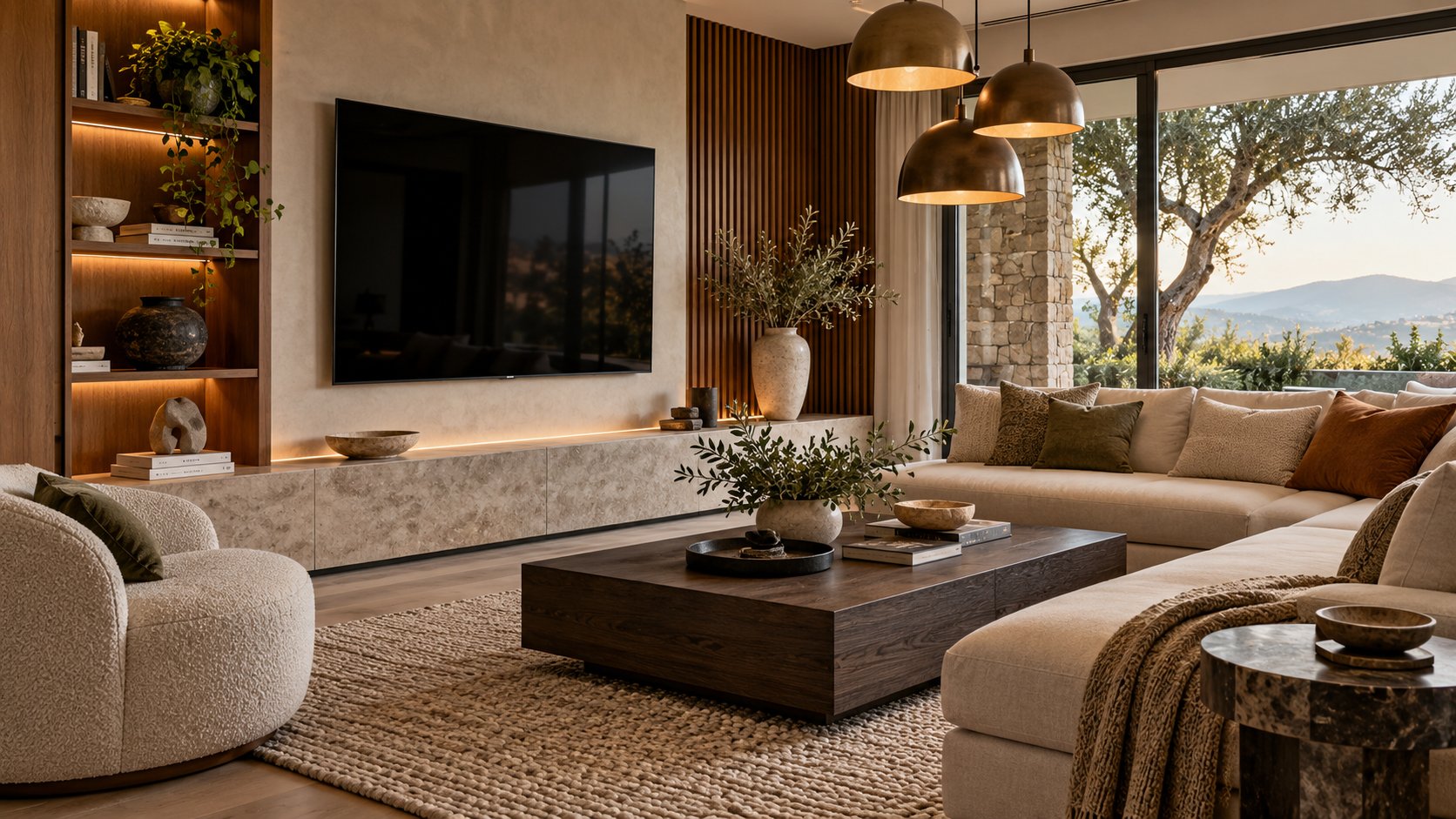 Living room with decorative accessories and thoughtful details